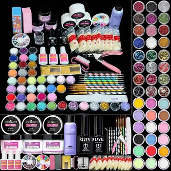 Acrylic Nail Kit with Everything 30 Glitter Acrylic Powder, Tips, Decoration Supplies for Professional Nail Art Tools DIY Gifts 1