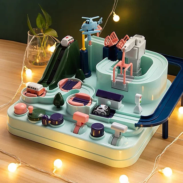 Rail Car Train Track Toys Racing Interactive Model Racing Adventure Brain Game Montessori Educational 2 To 4 Years Old Boys Cars 4