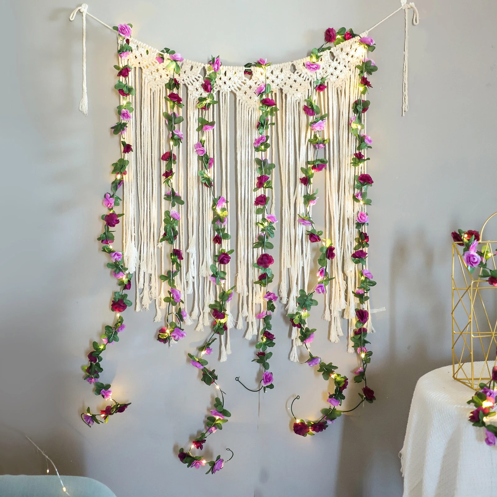 Description Picture 5 of item2.5m Artificial Flowers Rose Vine Rattan DIY Wedding Fake Flower Garden Home Room Decoration Wall Hanging Garland Fake Plants
