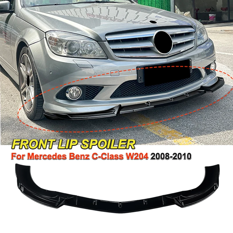 Spoiler Avant Pour Mercedes Classe C W204 2007-2010 | Noir Brillant ABS | Protection Et Style Sportif - 11