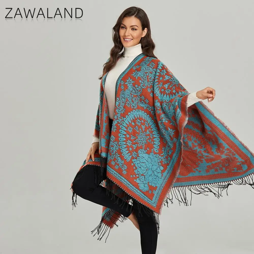 

Zawaland 2022 Autumn Scarvers Ladies Retro Ethnic Shawl Ethnic Wind Split Cloak Travel Outside To Take A Warm Cloak Neckerchief