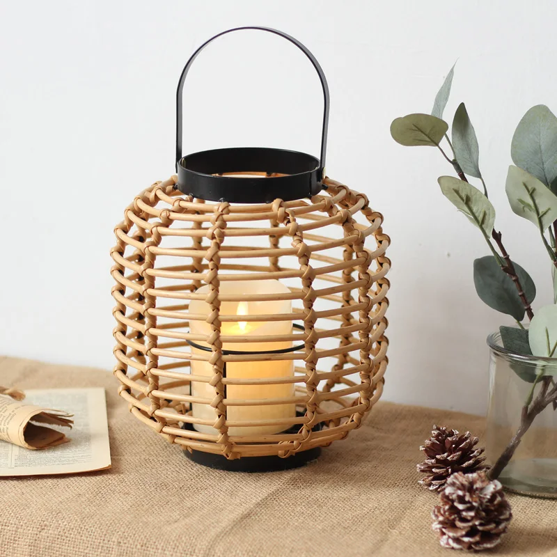 

Rattan Ideas Candle Holders Outdoor Lantern Table Iron Handle Hollow Bedroom Glam Candle Holders House Kandelaar Decoration Home