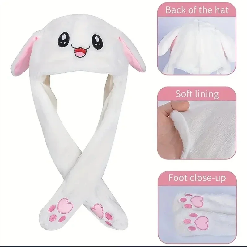 Kopfbedeckung, tägliches Zubehör, Party, Zuhause, LED, lustig, leuchtend und ohr beweglicher Hasenhut, Mütze für Frauen und Mädchen, Cosplay, Party, Urlaubshut – Detail 1