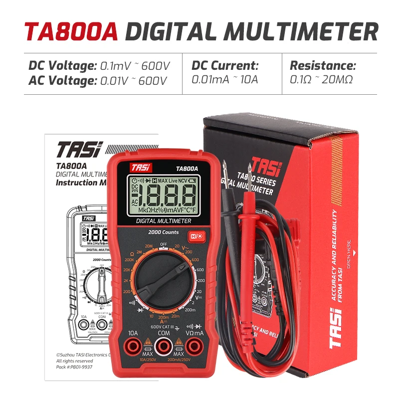 TASI TA800A 600V Mini Digital Multimeter High Precision Portable AC/DC Auto Range Digital  Tester Tools