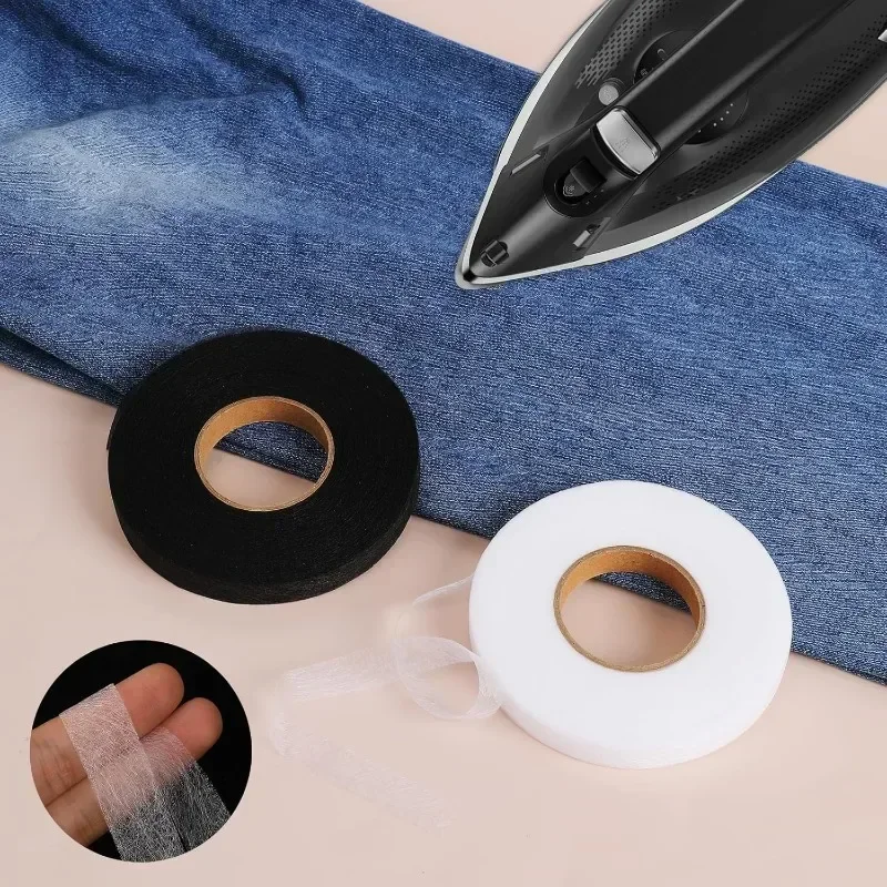 Sewing Double Sided Tape Double-sided Non-woven Interlining Adhesive Tape Iron On Hem Tape Edge Shorten Repair Pants for Hats Clothes DIY Sewing Crafts