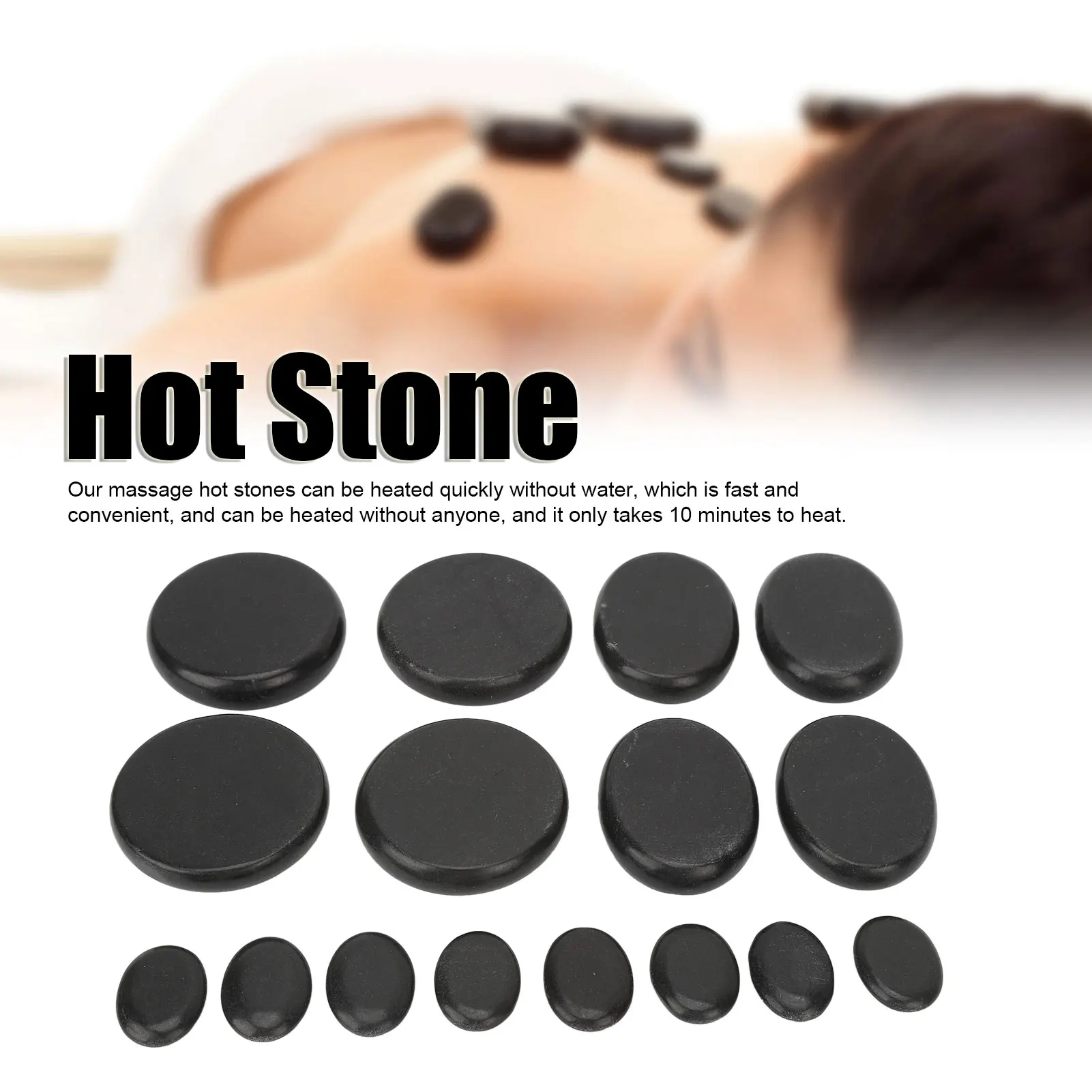 16 Pz/Set Hot Stone Massage Set Riscaldamento Rapido Forma Rotonda Lava Basalto Rotondo Massaggio Strumento Pietre Massaggio Pietre Kit Pietre Calde