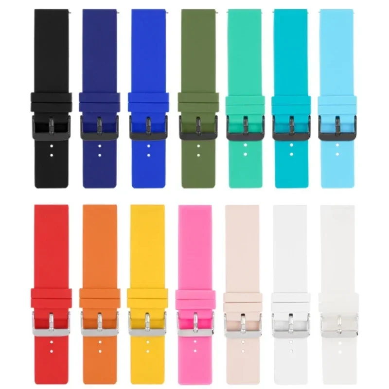 Multicolor Silicone Watch Strap - Soft Rubber Replacement Band