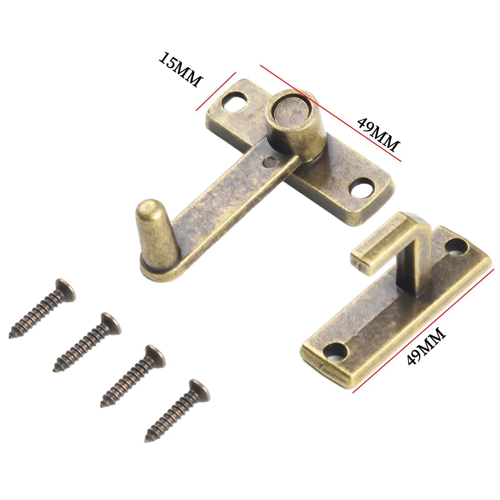Description Picture 2 of item1set Bronze Guard Latch Bolt With Screws Sliding Door Lock Handle Metal Door Latch For Garage Garden Cabinet Kitchen Office