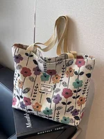 Sac à bandoulière simple de grande capacité pour femmes, sac en toile de Style Ins, sac fourre-tout pour classe, sac de transport 3