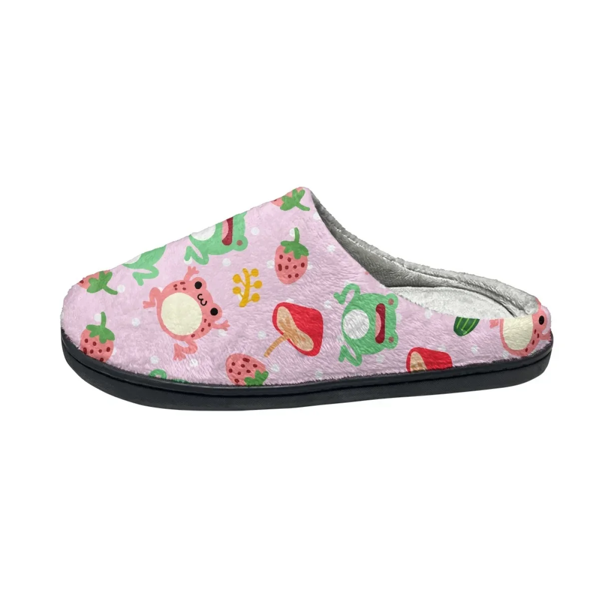 Lovely Frog Pattern Lady Indoor Warm Slippers Comfortable Home Slipper Zapatos Autumn Winter House Flat Floor Slides for Bedroom