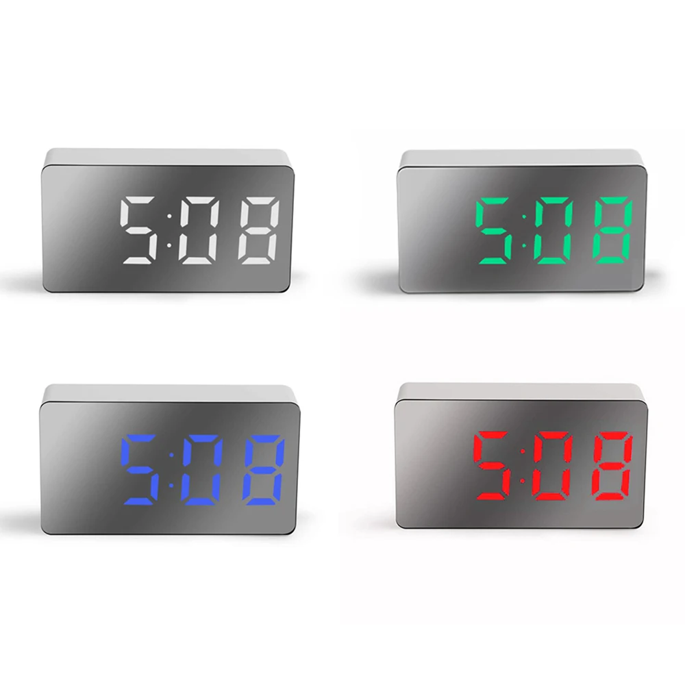 

LED Digital Mirror Alarm Clock Mini Clock Multifunctional Snooze Display Time Night LCD Light Night Mode Desktop Table Clock