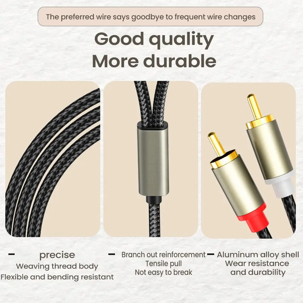 USB-C to RCA Audio Cable - High-Quality 1m Stereo Converter Cord