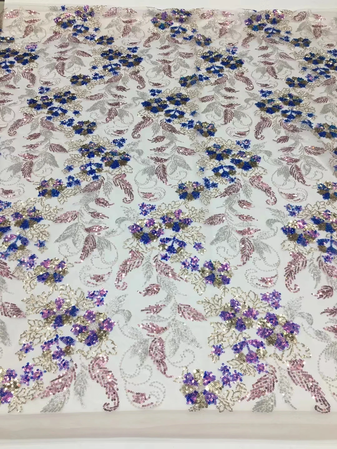 

Colorful Top Long Sequins Beads High Material French Lace Fabric 14H-21903 Embroidered African Net Mesh For Lady Party Dress