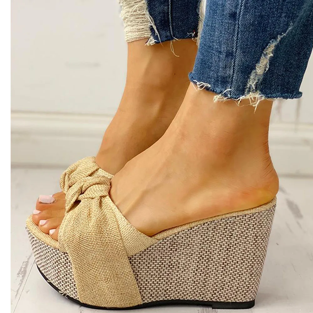 Free Gift Feet Chain Slip On Leisure Platform Summer Sandals Wedges High Heels Women Shoes for Women Sandals