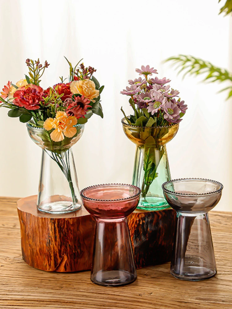 Modern simple creative Lotus Glass Vase Hydroponic vase Home decoration room decoration ins Nordic style retro 2