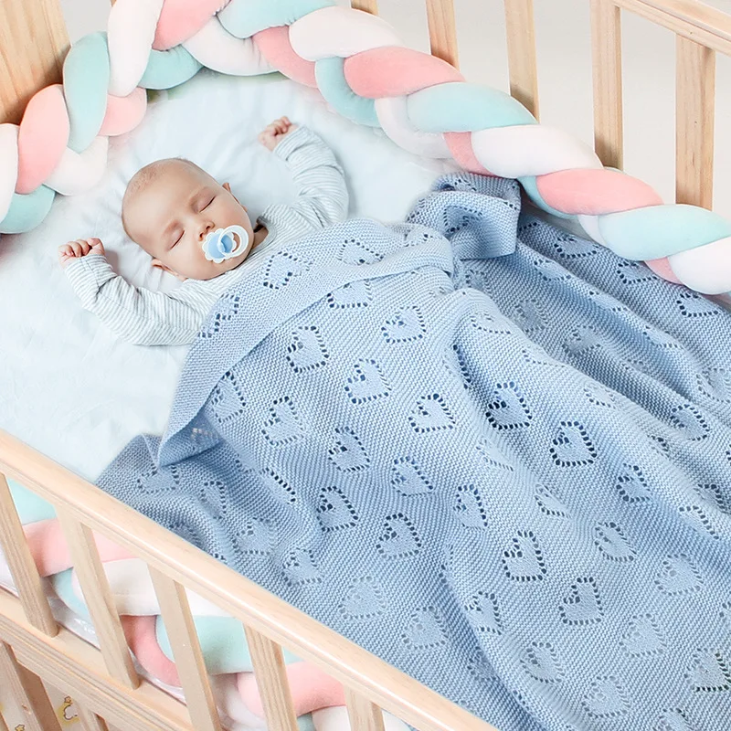 

Baby Blankets Knitted Breathable Newborn BoyGirl Cotton Stroller Bedding Sleeping Covers 100*80cm Toddler Throw Receiving Quilts