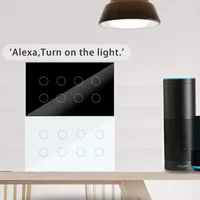 Melery Smart Life WIFI Light Wall Switch Touch 8/10Gang แผงกระจก, Remote Voice Control Tuya Alexa Google Home Assistant 6