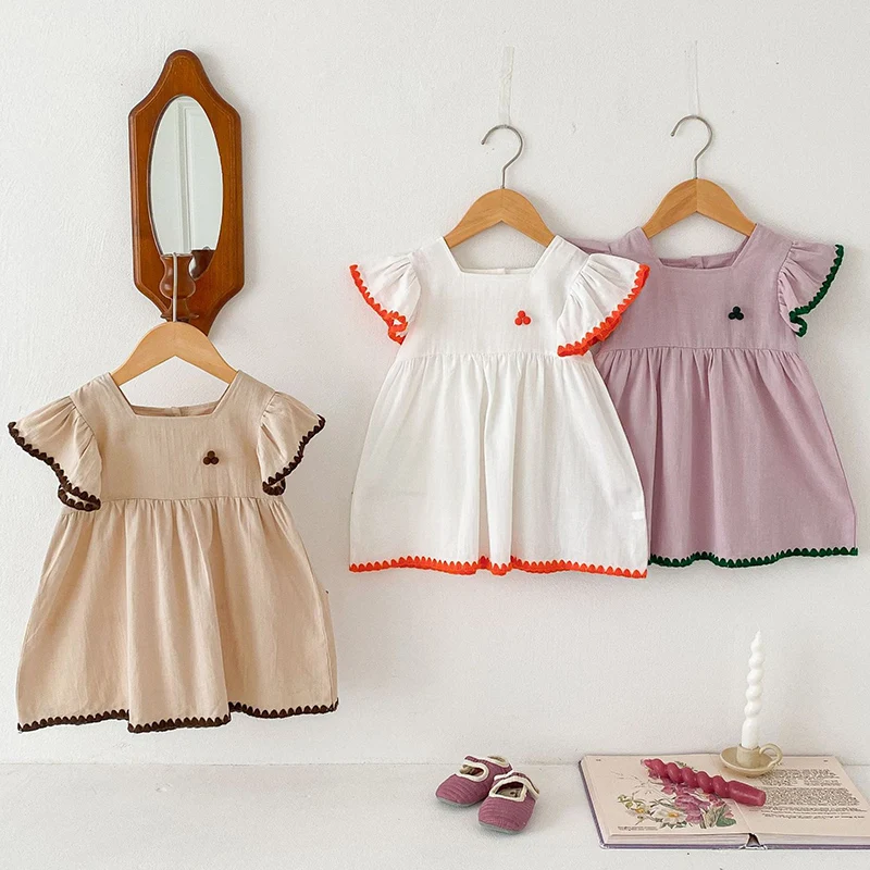 Cute Baby Girl Clothes Summer New Toddler Girls Dress Baby Romper Flying Sleeve Kids Girl Dress Family Matching Sister Outfit 3