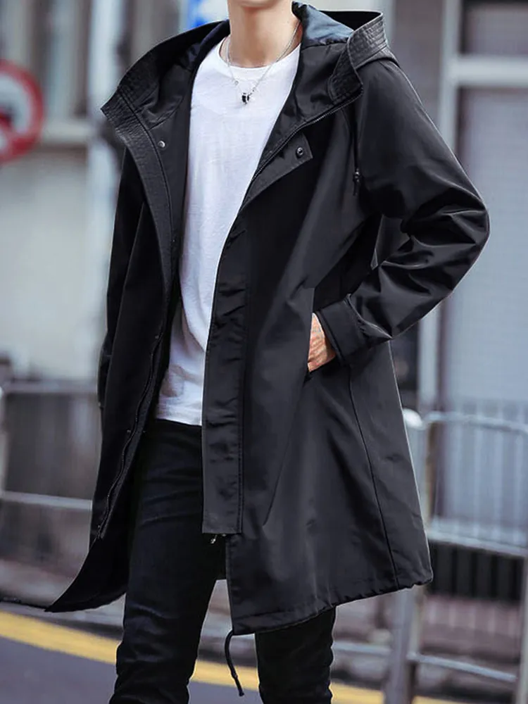 Spring  autumn trend men's long section denim suit windbreaker jacket big coat 