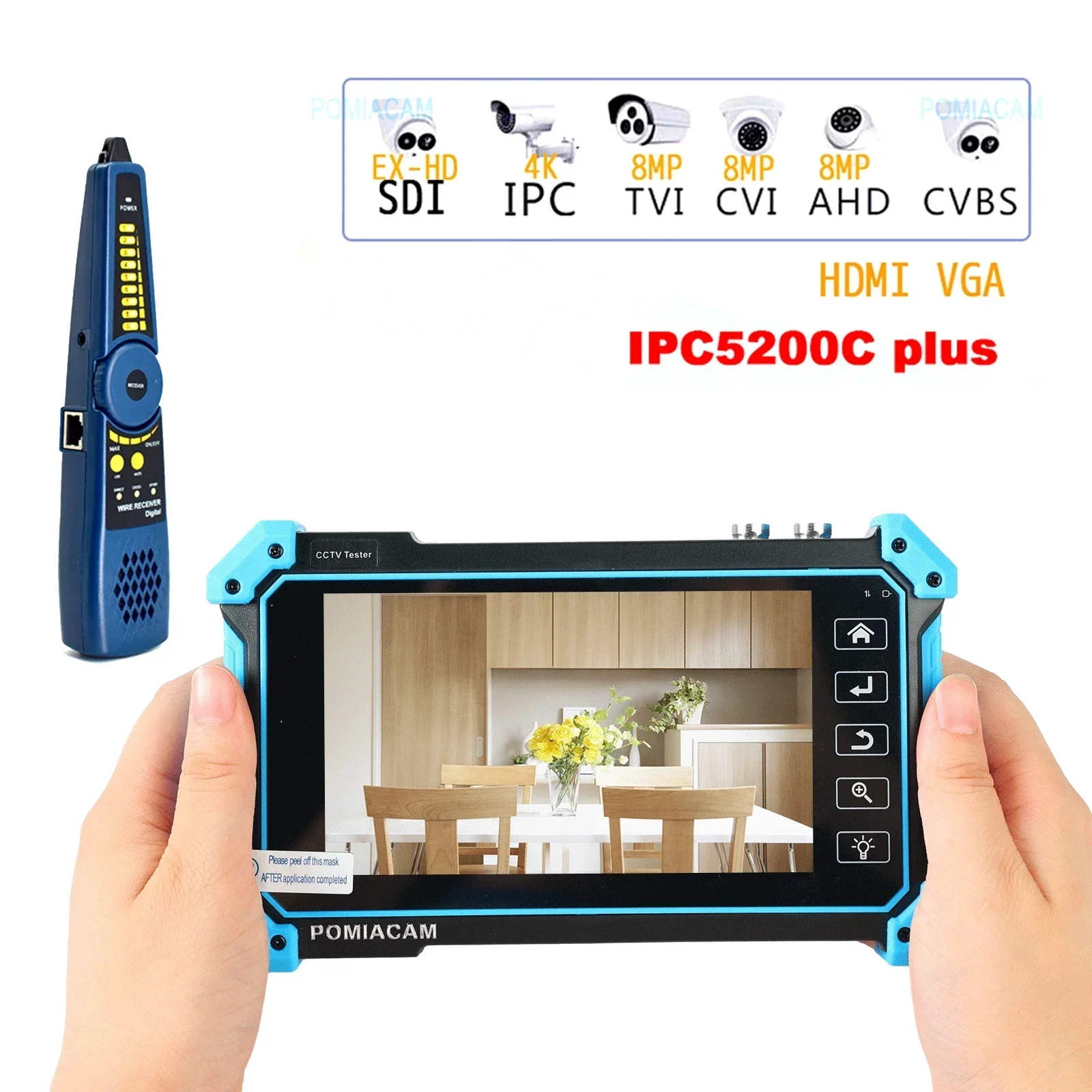 5.4 inch CCTV Testing Monitor HD coaxial 8MP IP CVI TVI AHD SDI Analog Vga 4k HDMI Input Multi-function H.265 IP Camera Tester