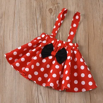 1-5 Years Children Outfit Baby Clothing Set Girl Summer Birthday Costume Kids Dots Tops Skirt Minnie Cosplay Dress with Headband 3