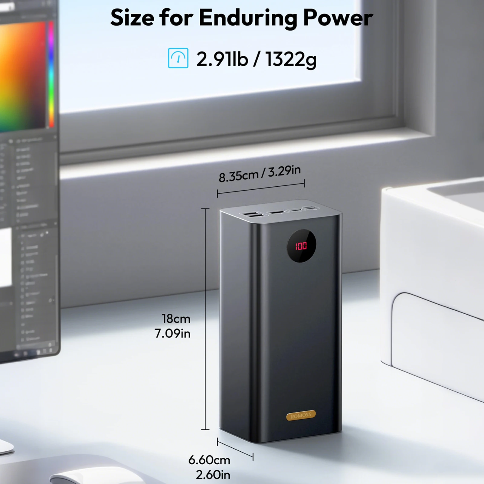 ROMOSS 60000mAh Large Capacity Power Bank Type-C 22.5W Fast Charging Portable Battery Charger for iPad iPhone 16/15/14 Samsung 5