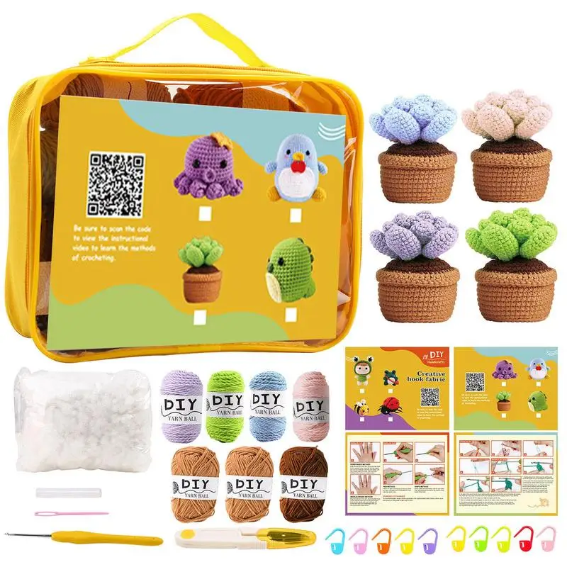 

Beginner Crochet Kit Easy To Learn Crochet Starrter Pack Yarn Knitting Needles Kit DIR Art Craft Knitting Tool With Accessories