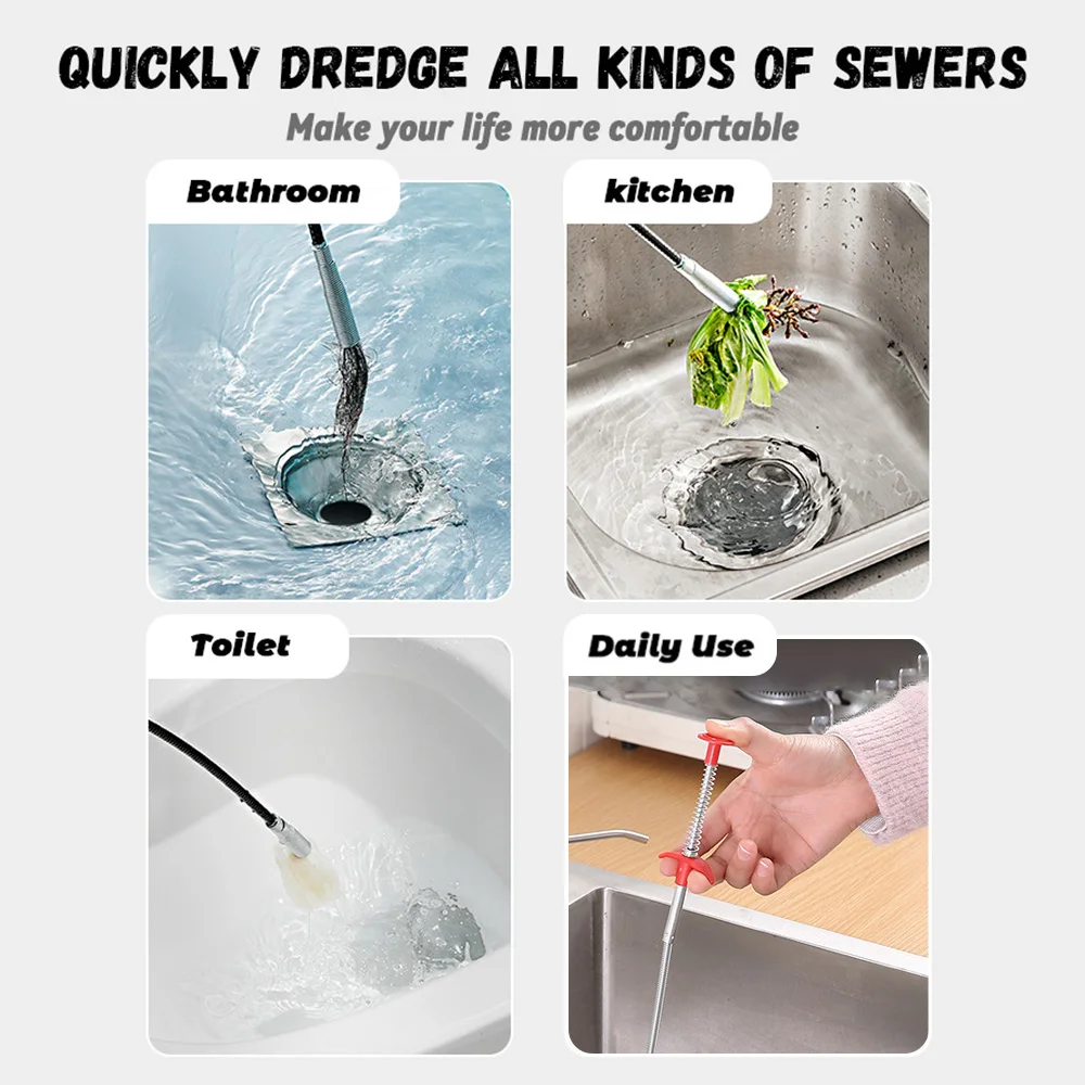 Snake Drain Clog Remover, Toilet Cleaning Tool