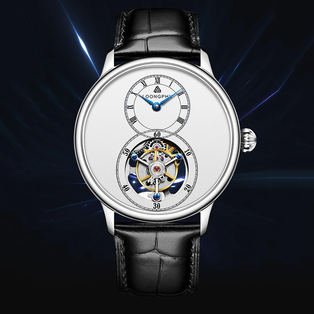 

Men's Luxury Tourbillon Watch Business Hand Style Mechanical Watch 43mm Top Brand 28800 Vph Movt Waterproof Clock Dragon Hair