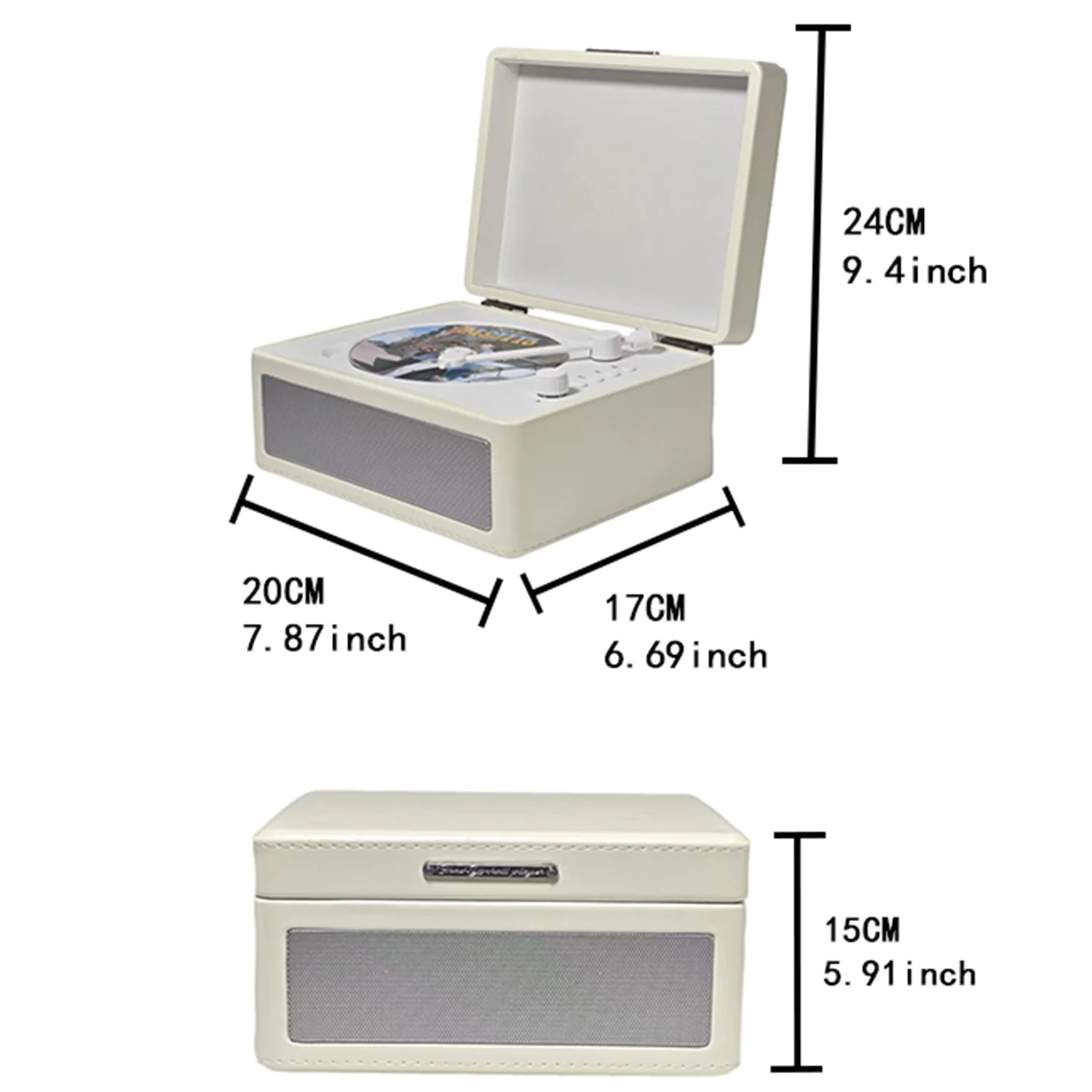 Retro CD Player with Speaker Home Portable Bluetooth Speaker Audio AUX Input/Output Built-in 2000mAh Battery