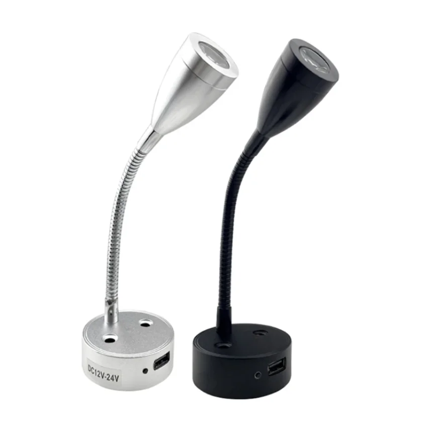 12V 24V RV Boat LED Reading Light Flexible Touch Switch Wall Lamp with USB Charger Port for Motorhome Yacht Cabin Home Use rv lamp