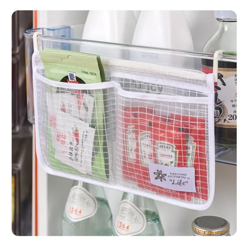1pc Refrigerator Door Organizer, Fridge Hanging Mesh Bag for Kitchen Storage Bag Closet Organizer Kitchen Accessories