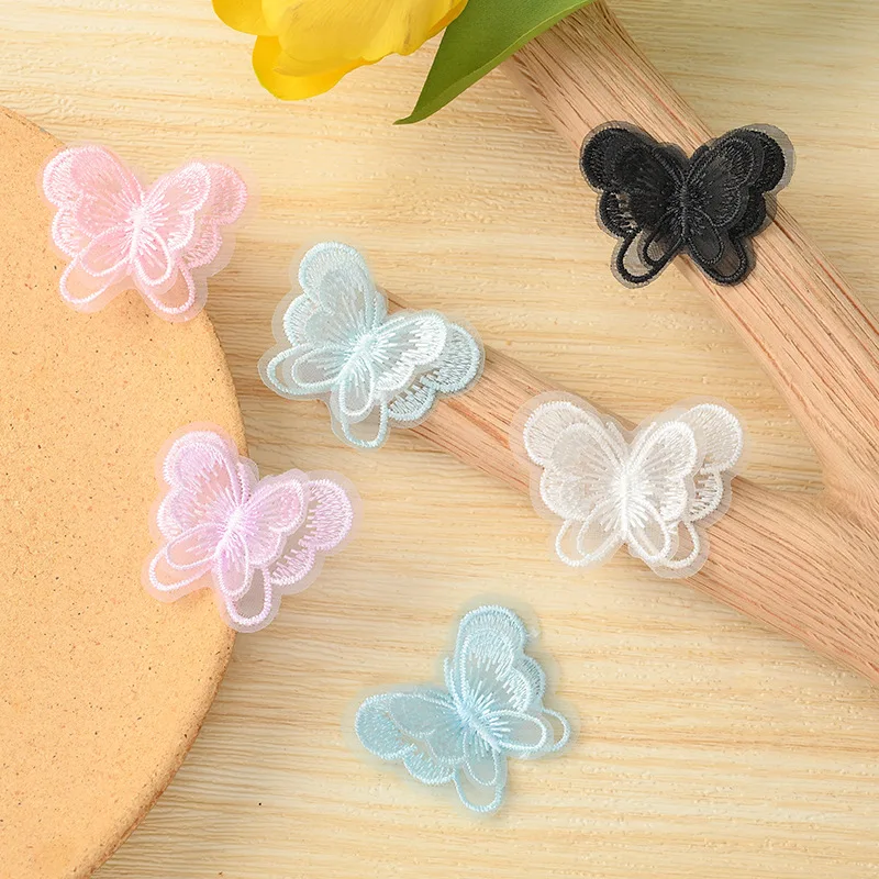 

200Pcs DIY Stereo Double Layer Butterfly Embroidery Lace Patch Clothes WeddingDress Veil Fabric Applique Decoration