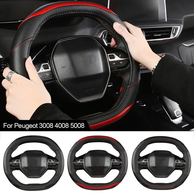 Funda bonita para volante de Coche, accesorio de fibra de carbono y cuero  PU para interior de Coche, para Peugeot 308, 2021, 2022 - AliExpress