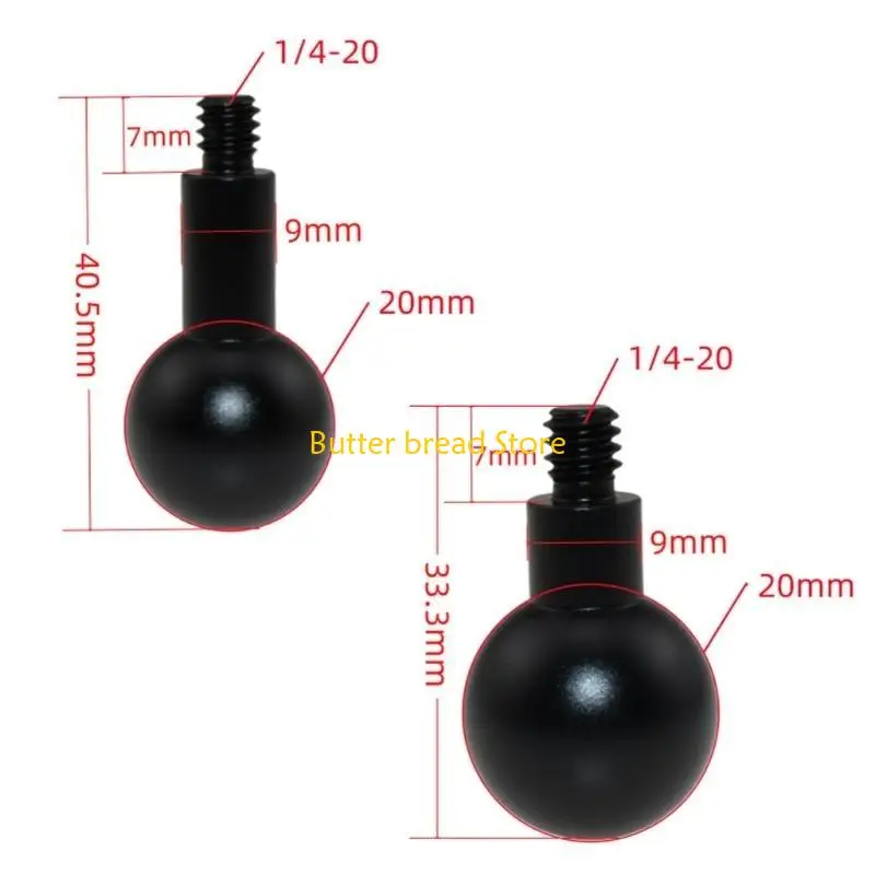 W89C 다기능 20mm 볼 헤드 어댑터-1/4 인치 나사 범용 볼 헤드 커넥터 삼각대 및 셀카 봉용 알루미늄