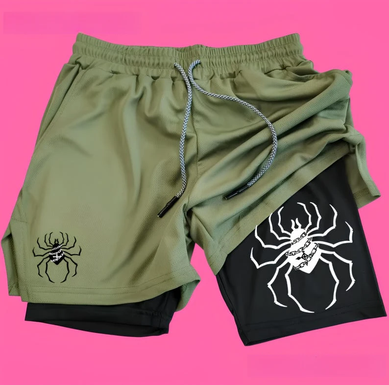 2 in 1 Anime Casual Gym Shorts Men Women,HxH Spider Gym Anime Shorts, Fitness Shorts,Anime Casual Sport Shorts HxH