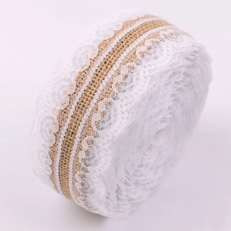 25mm Jute Burlap Ribbons One Meter Vintage Wedding Accessories Lace Jute Hessian Rustic Weddings & Events Birthday Party Favors