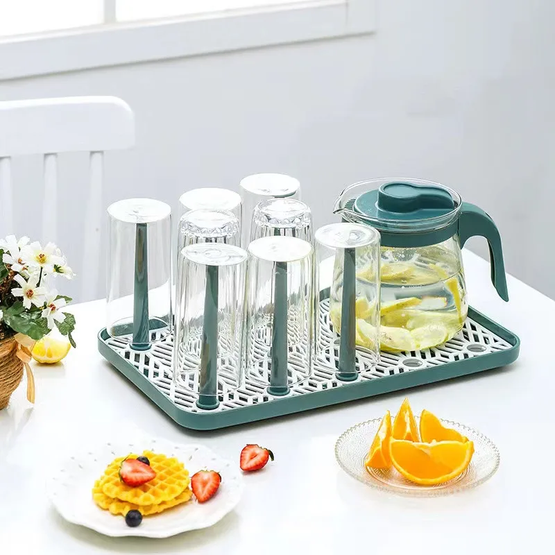 Creative glass cup storage rack, tea tray for storing tea cups ...