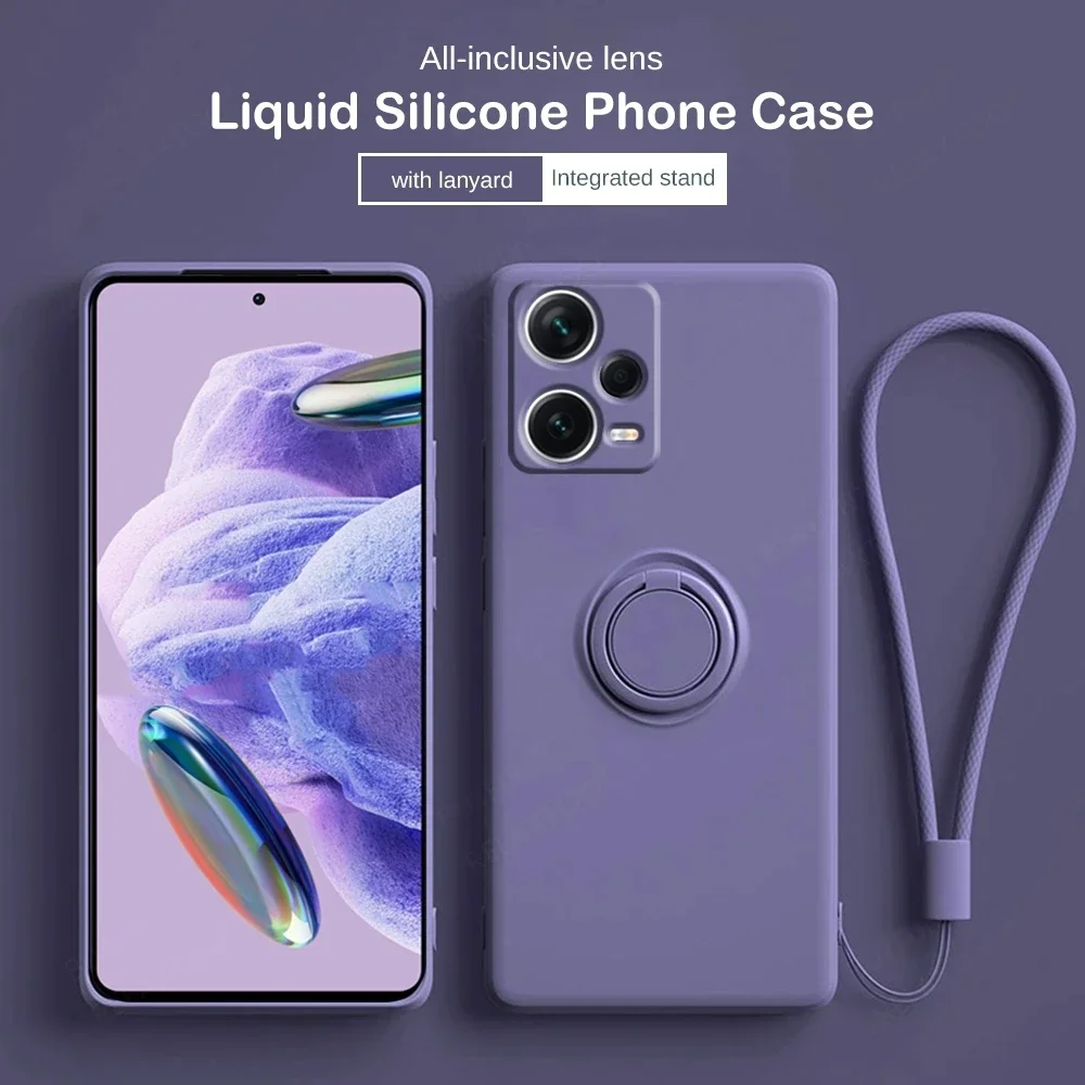 Premium Liquid Silicone Phone Case with Ring Holder - Soft, Durable, and Stylish Protection