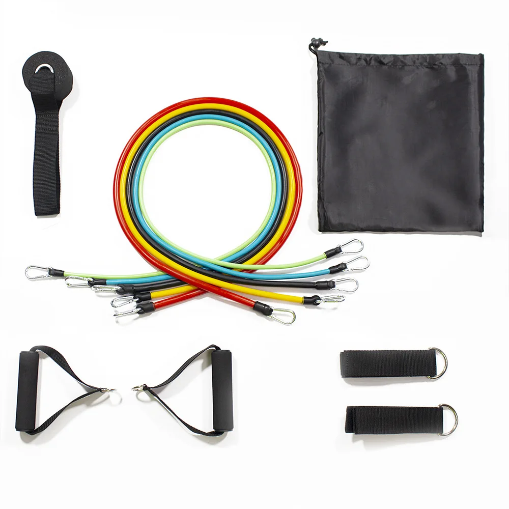 

11 Piece Latex Tensioner Pull Rope 100 Lbs Fitness Set Resistance Band