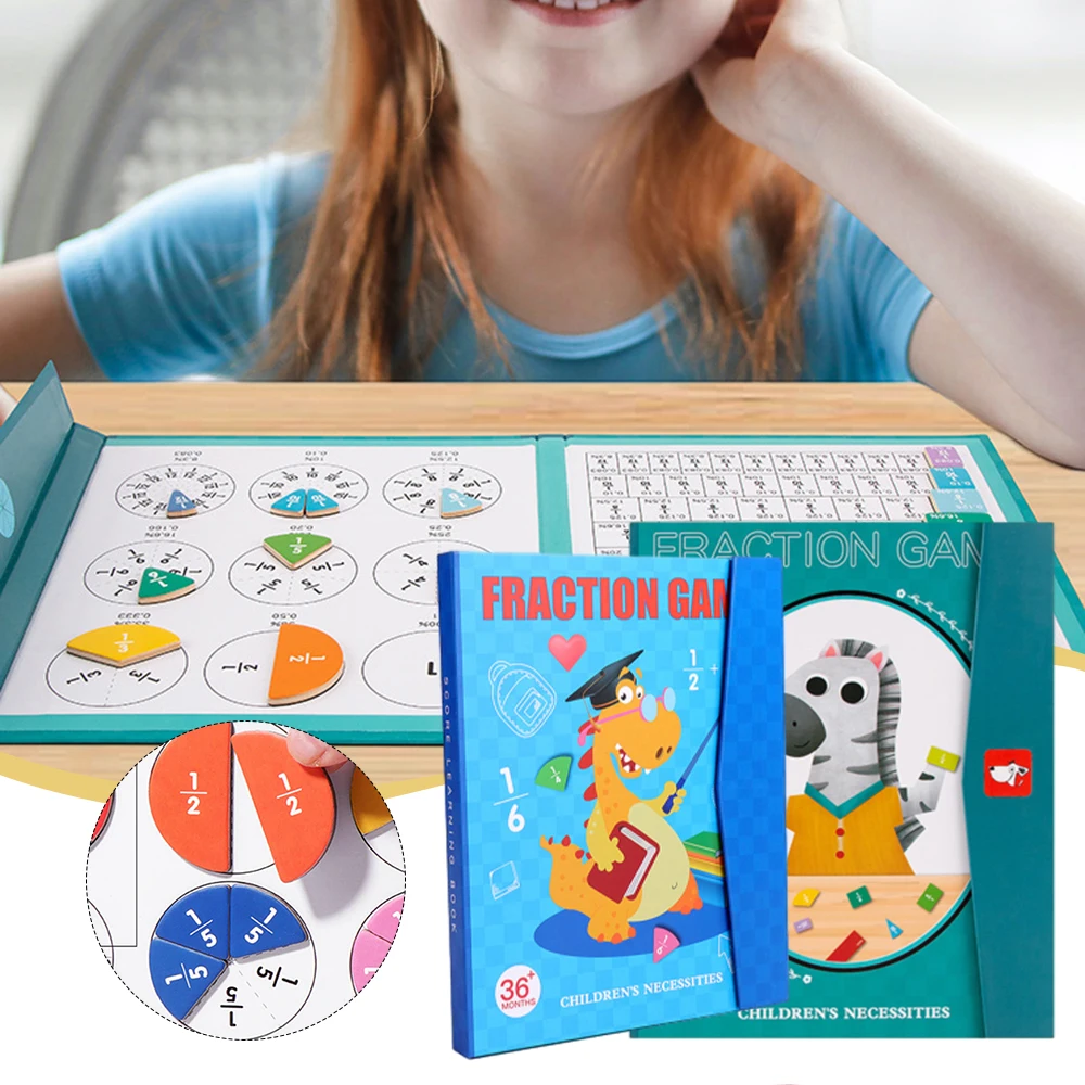 Bambini frazione magnetica apprendimento matematico giocattolo in legno frazione libro Set bambini aritmetica giocattoli educativi sussidi didattici