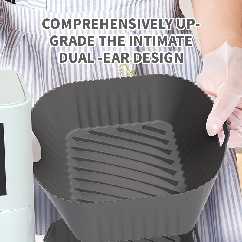 Reusable Air fryer Pan Liner Accessories Silicone Air Fryers Oven Baking Tray Pizza Fried Chicken Airfryer Silicone Basket Mold