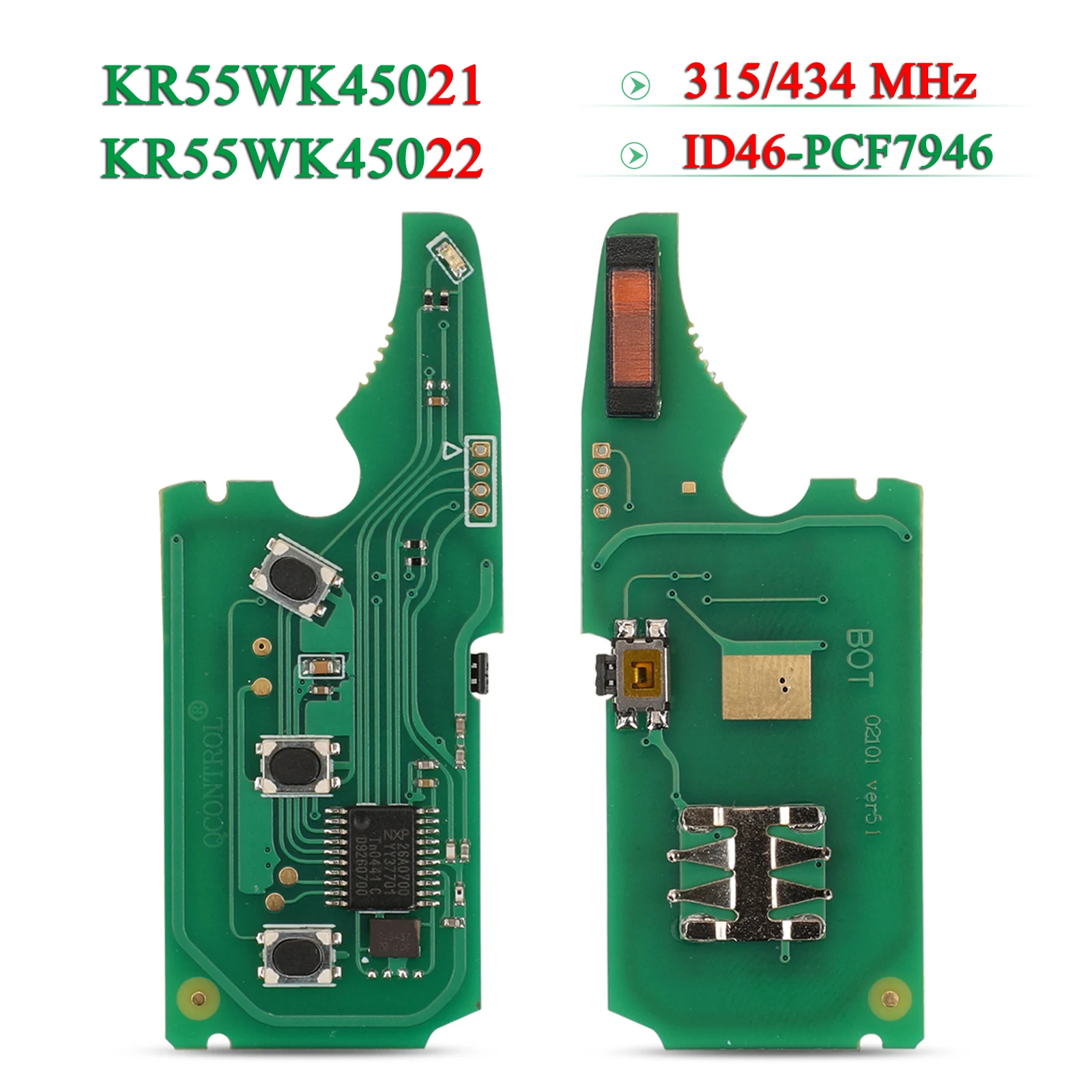 

jingyuqin 3/4 Buttons 315MHz/434MHz KR55WK45022/ 21 For VW Volkswagen Touareg Phaeton 2002- Flip Remote Key Circuit Board id46