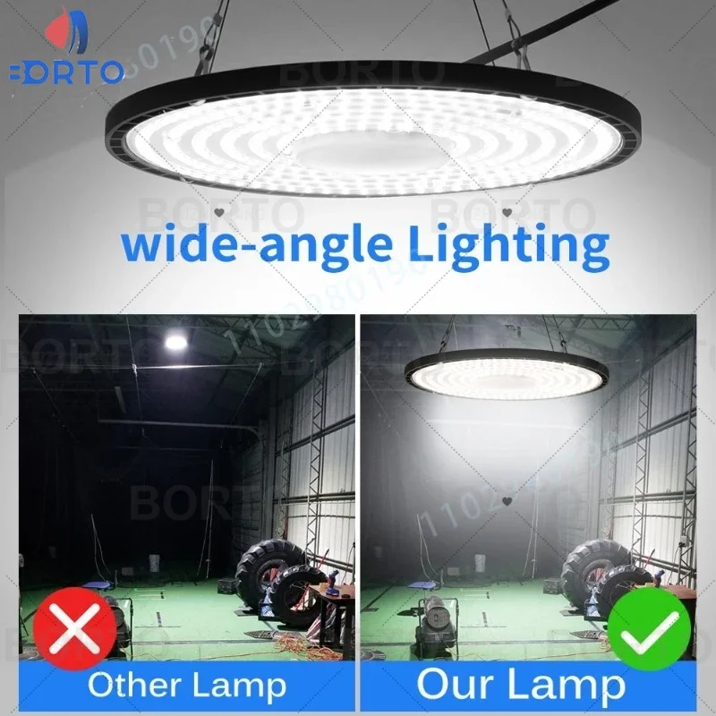 4000K/6500K Light UFO High Bay Light 100/150/200W IP65 Waterproof LED Industrial Lighting for Garage Gym Factory Warehouse