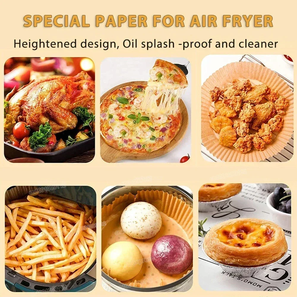 50/100Pcs Air Fryer Disposable Paper Non-Stick Airfryer Baking Papers Round Air-Fryer Paper Liners Kitchen Accessories