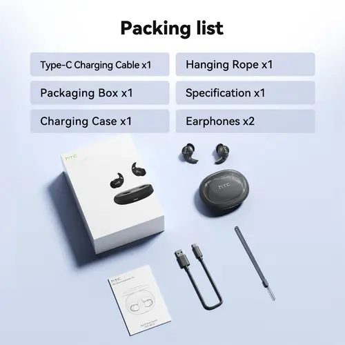 Wireless Bluetooth Headphones HTC NE76 Earbuds AI Smart Translation Earphones 30-Hour Battery Life for Music Office Work Sleep - Image 6