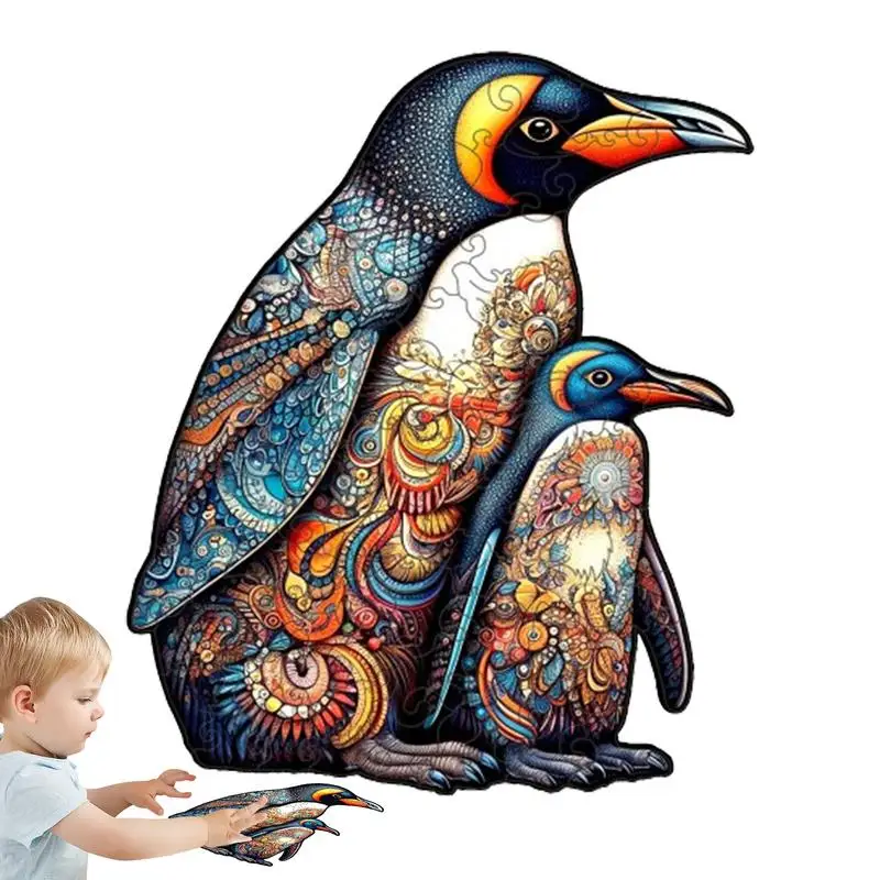 

Wood Puzzles Toy Penguin Jigsaw Board Game Early Learning Puzzle Toy Interactive Activities For Boys Girls Teens Children Adults