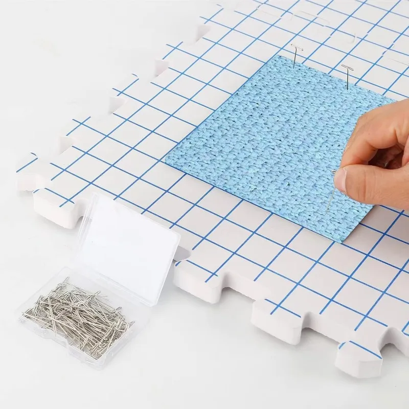 300*300*17mm Blocking Mats 9-Pack for Knitting Extra Thick Blocking Boards with Grids with T-pins for Needlework or Crochet Pack