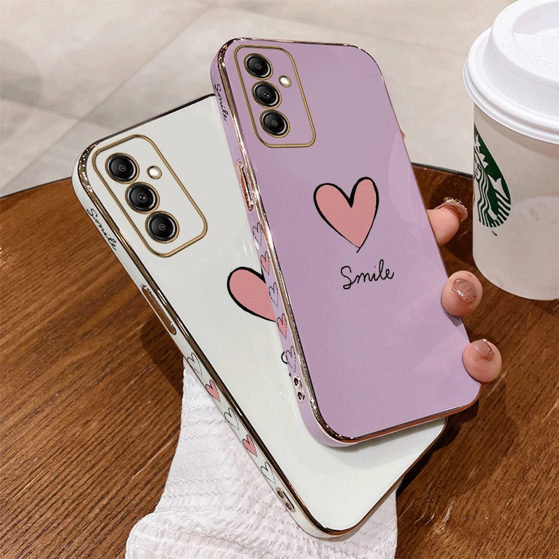 Big Pink Heart Luxury Plating Phone Case Cover