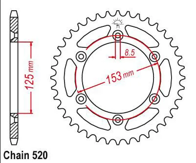 520 38T 39T 40T 42T 45T Motorcycle Rear Sprocket For Honda CRF230 XR250 1996 XL250 MD30 CRM250 1991 XR400 CRF150 CR250 CRF250